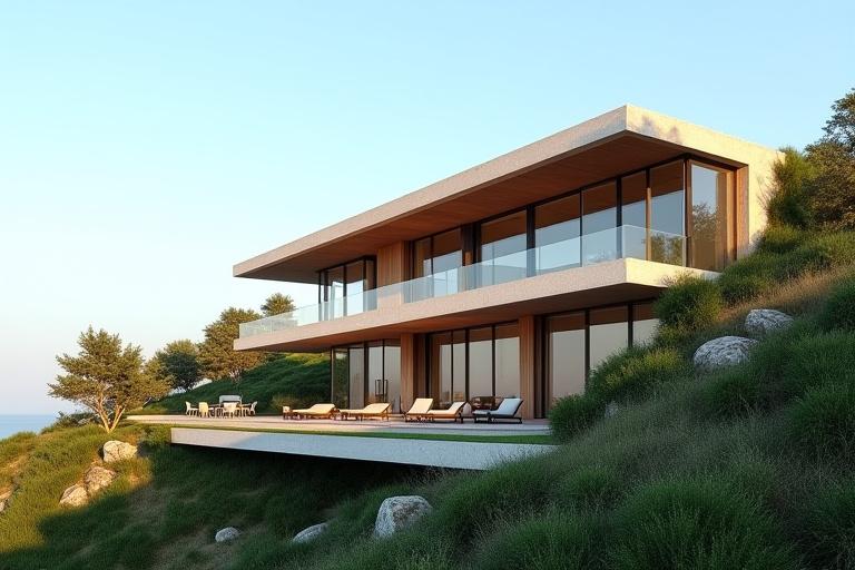 Moderne Villa am Hang mit Glasfront